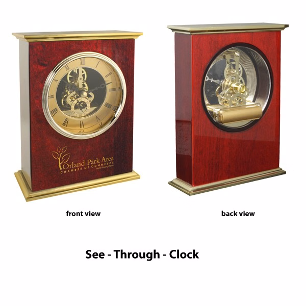 See Through Movement Clock with Rose Wood Body