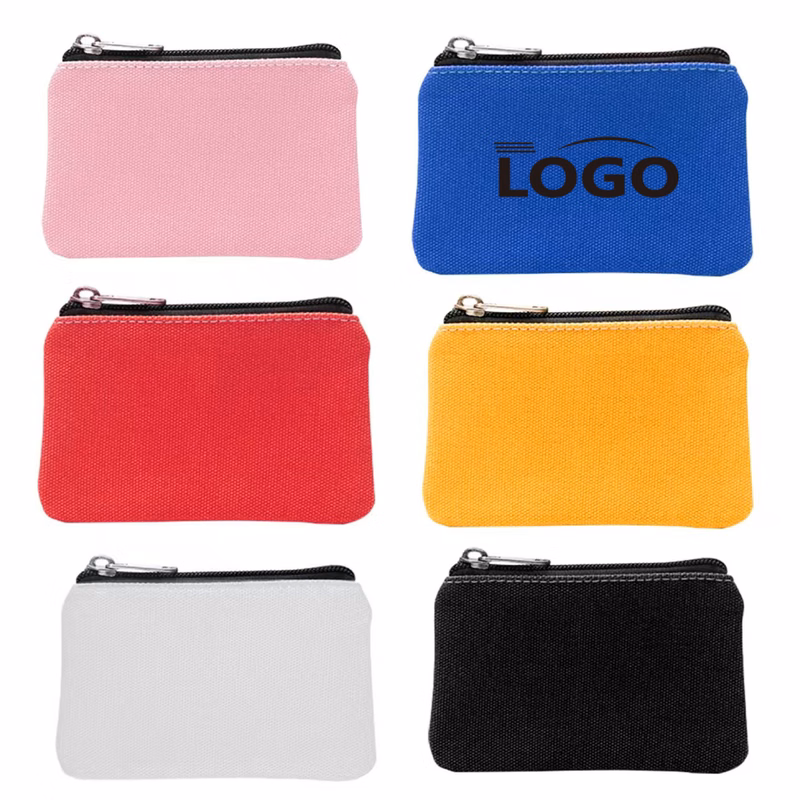 Canvas Mini Pouch Wallet Coin Purse with Zipper