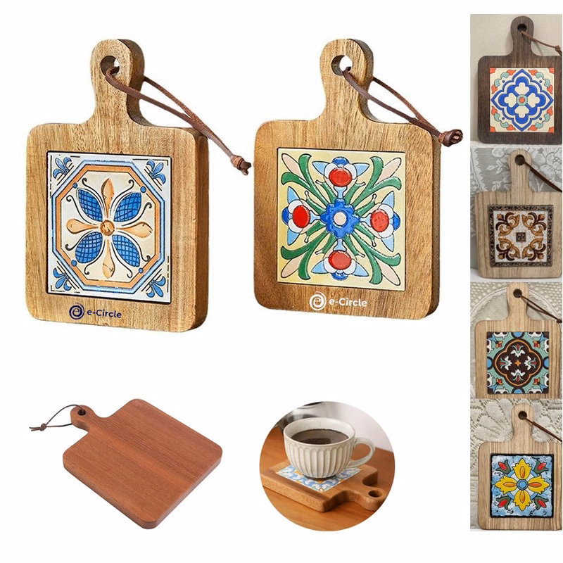 Natural Wood Tiles Pot Mat