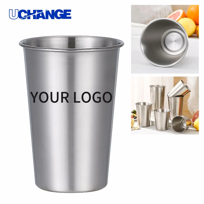 Metal Cup Drinkware 16oz Polished Finish Open Top
