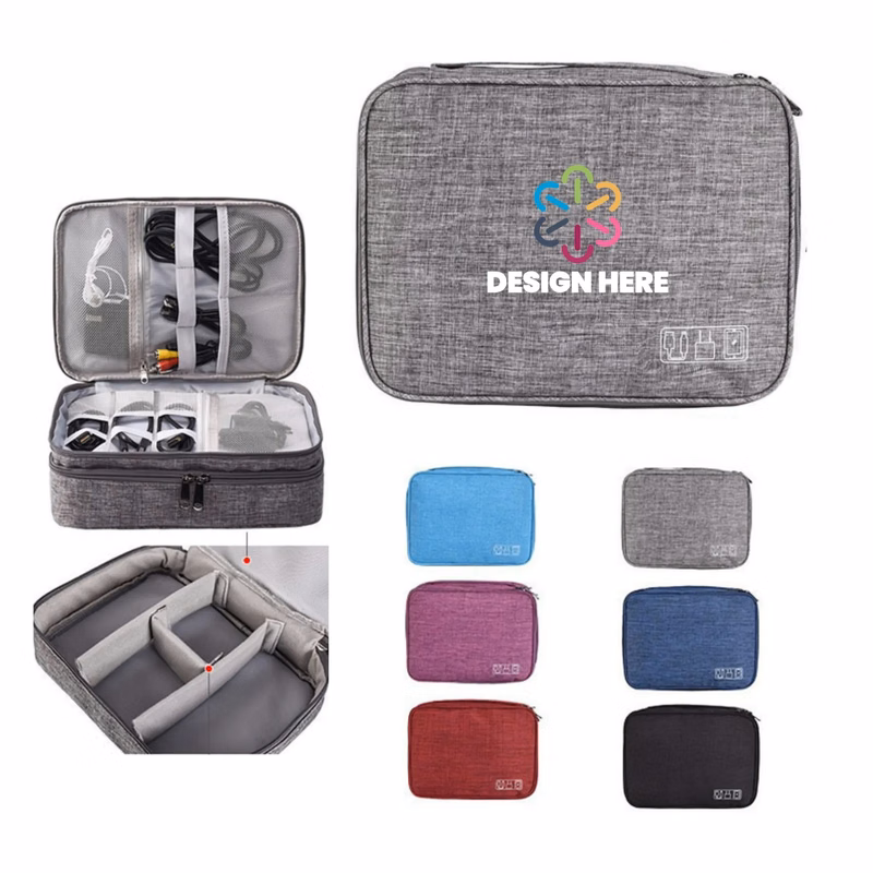 Multifunctional Data Cable Storage Bag Two Layer