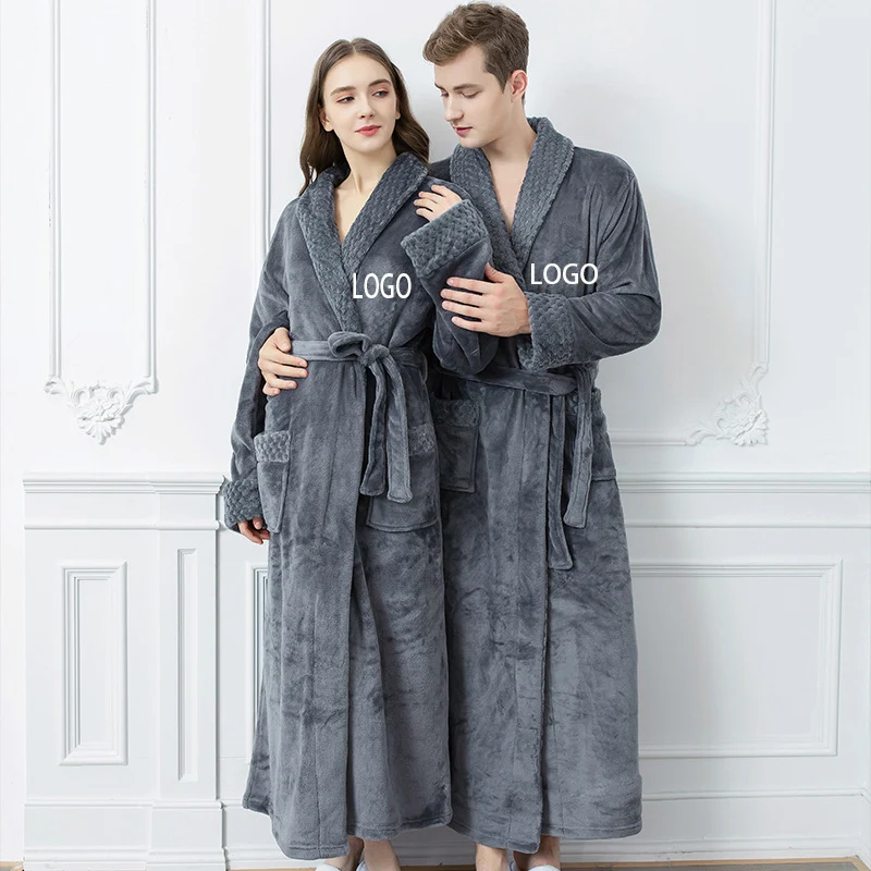 High Quality Women Men Fannel Warm Plush Robes 1