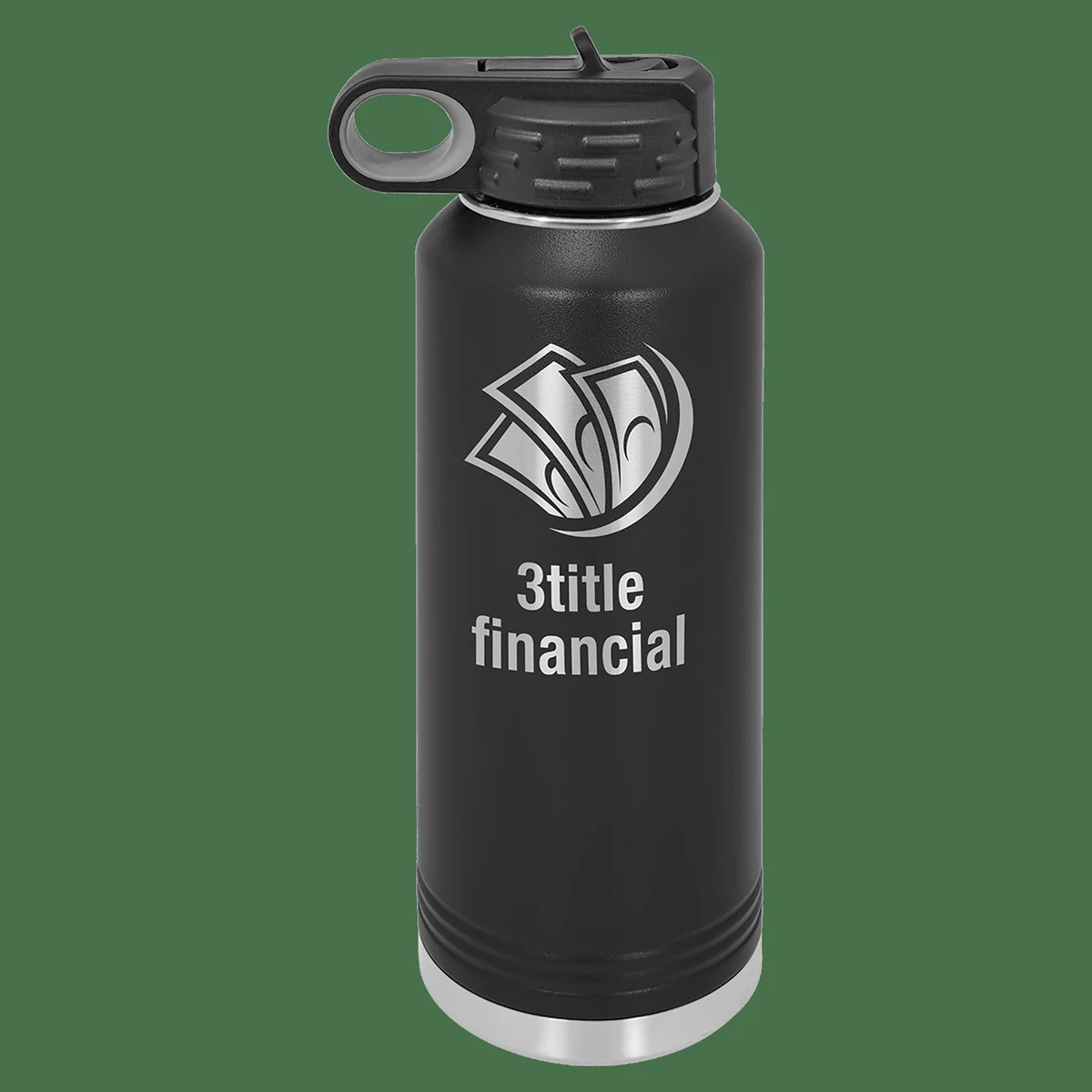 40 oz. Black Powder Coated Laser Engraved Polar Camel Water Bottles, custom water bottle with logo imprint 1