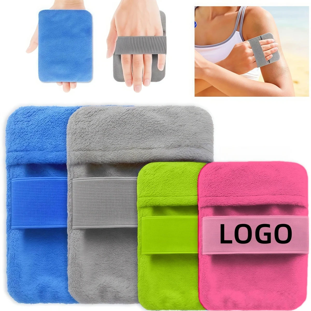 MOQ Beach Sand Remover Mitt Coral Fleece Hand Strap 1