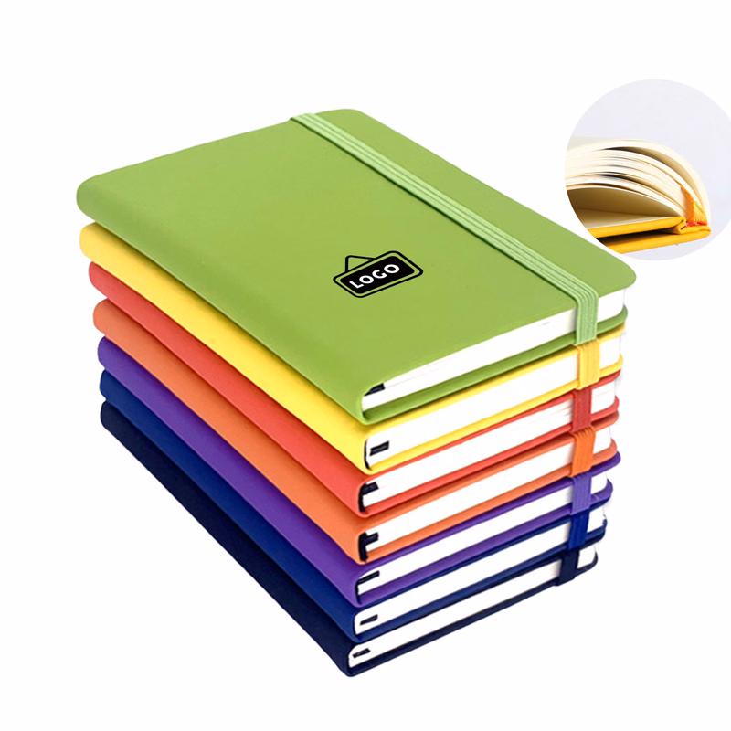 MOQ 50 Custom Logo A5 Leather Strap Notebook Office School