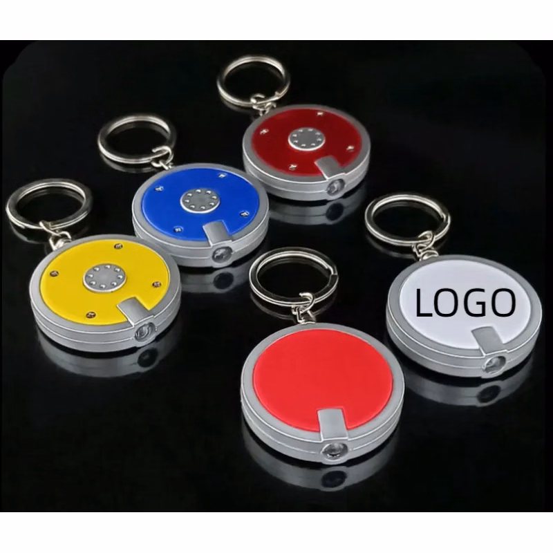 Deluxe coaster shape round mini flashlight keychain