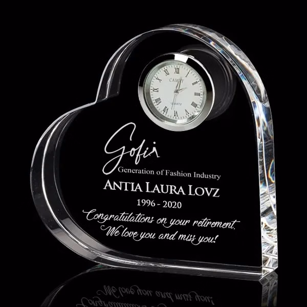 Valentine Crystal Heart with Clock