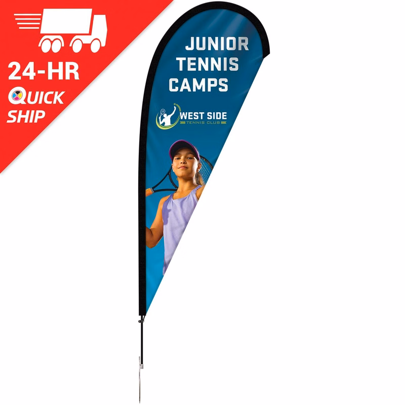 24 - Hour 8' Single Reverse Teardrop Banner with Hardware Set