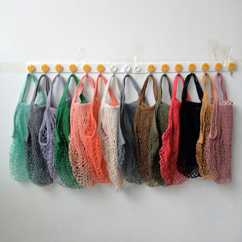 Short Handle Cotton String Net Shopping Grocery Bags