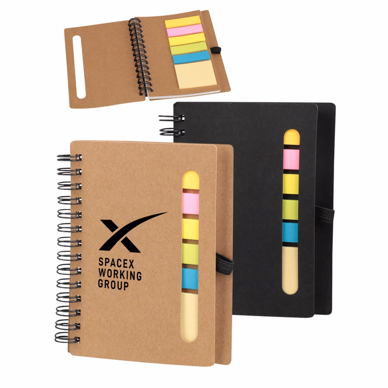 Union Printed - 3x5 - Craft Spiral Sticky Notes Jotter - Notebook with Pen Loop