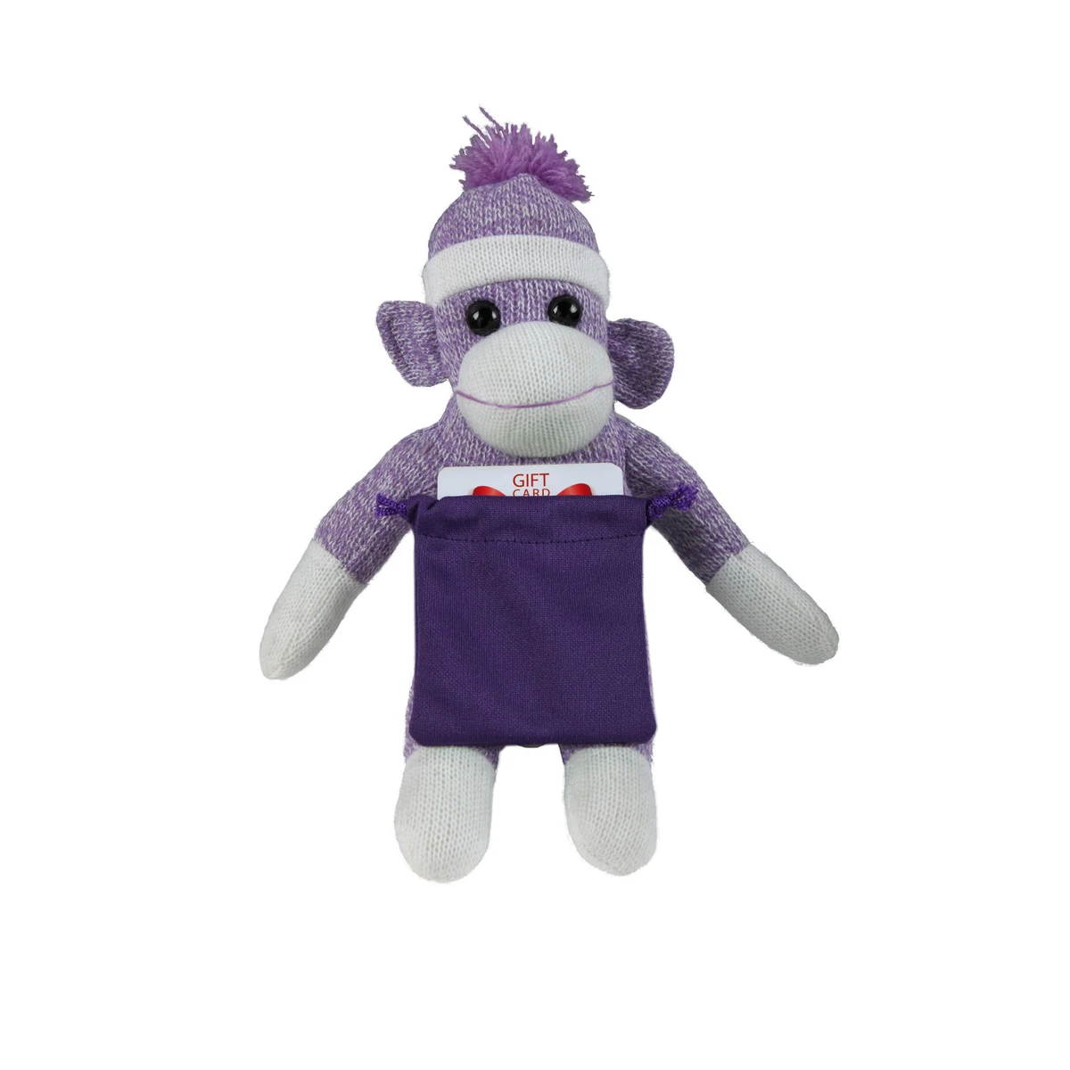 soft plush Purple Sock Monkey with gift card sack 1