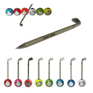 Multi Color Ink Golf Pen With Clock 1