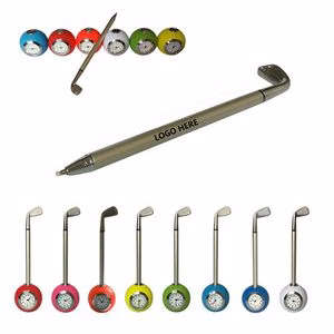 Multi Color Ink Golf Pen With Clock