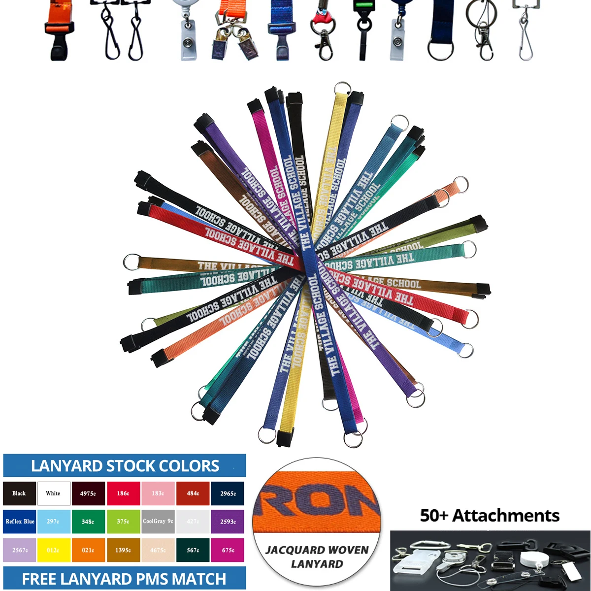 ColorMatch MultiClip Jacquard Lanyard 1