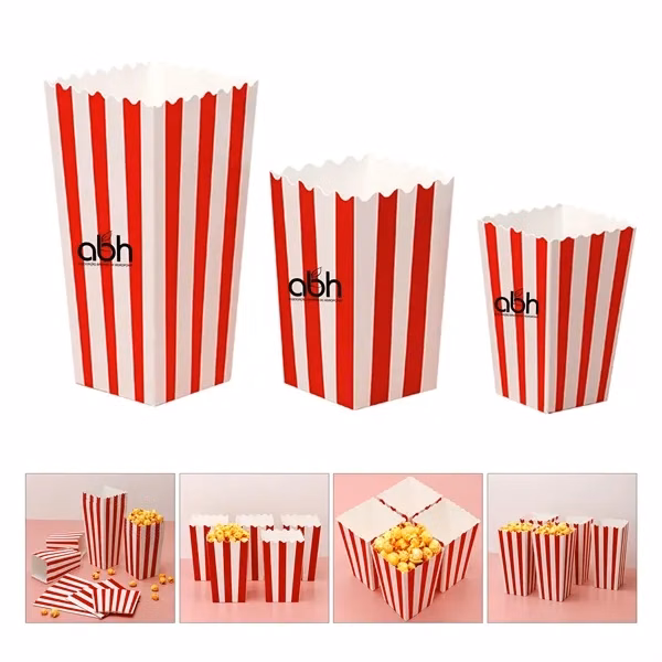 Custom Ivory Board Popcorn Bucket Retro Style — Event Entertainment Container