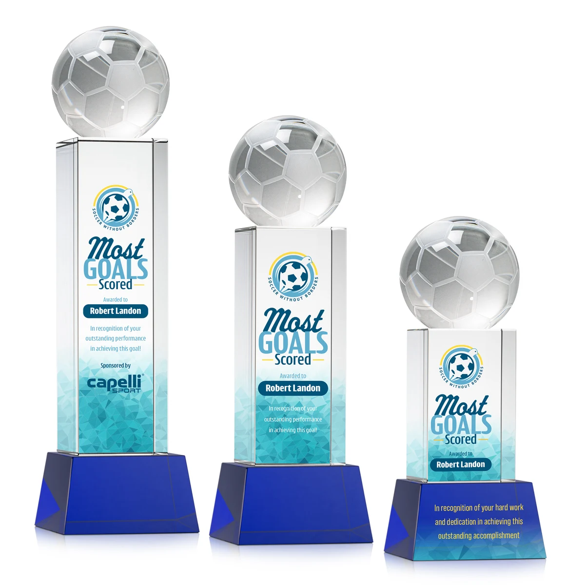 Soccer Ball VividPrint™ Award on Belcroft - Blue 1