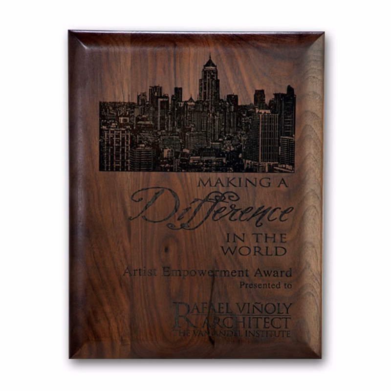 Laser Engraved Plaq - Walnut Rolled Edge