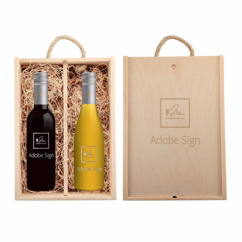 Laser-Engraved Wood Box w/Half-Size Etched Robert Mondavi Private Select Red Wine Bottle