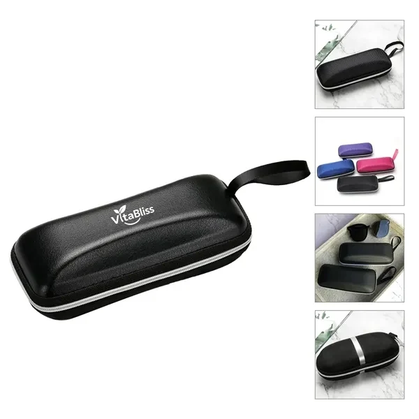 Custom Semi Hard PU Sunglasses Case with Carabiner Clip — Portable Eyewear 1