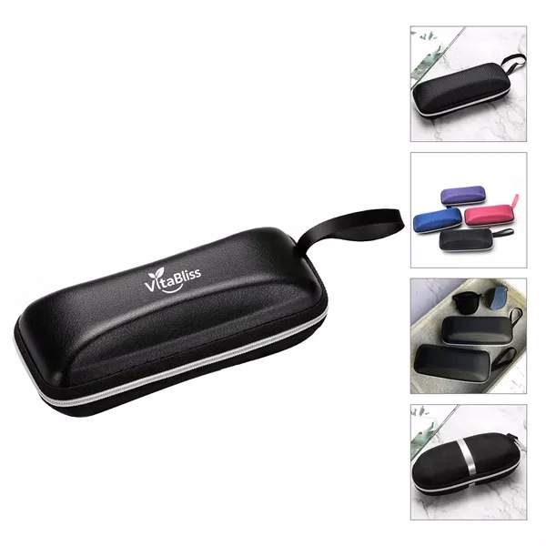 Custom Semi Hard PU Sunglasses Case with Carabiner Clip — Portable Eyewear