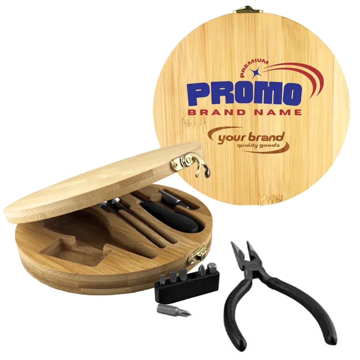 Bamboo Case Pliers Screwdrivers Tool Set 1