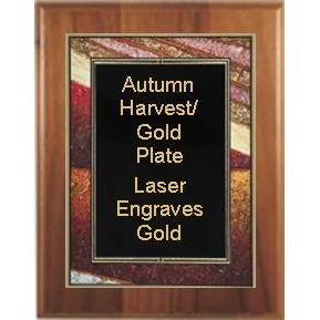 7" x 9" Cherry Finish Plaque with a Autumn Harvest Art/Black Plate 1