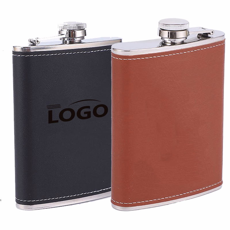Flask Stainless Steel Hip with Eco Faux Leather Wrap Whiskey