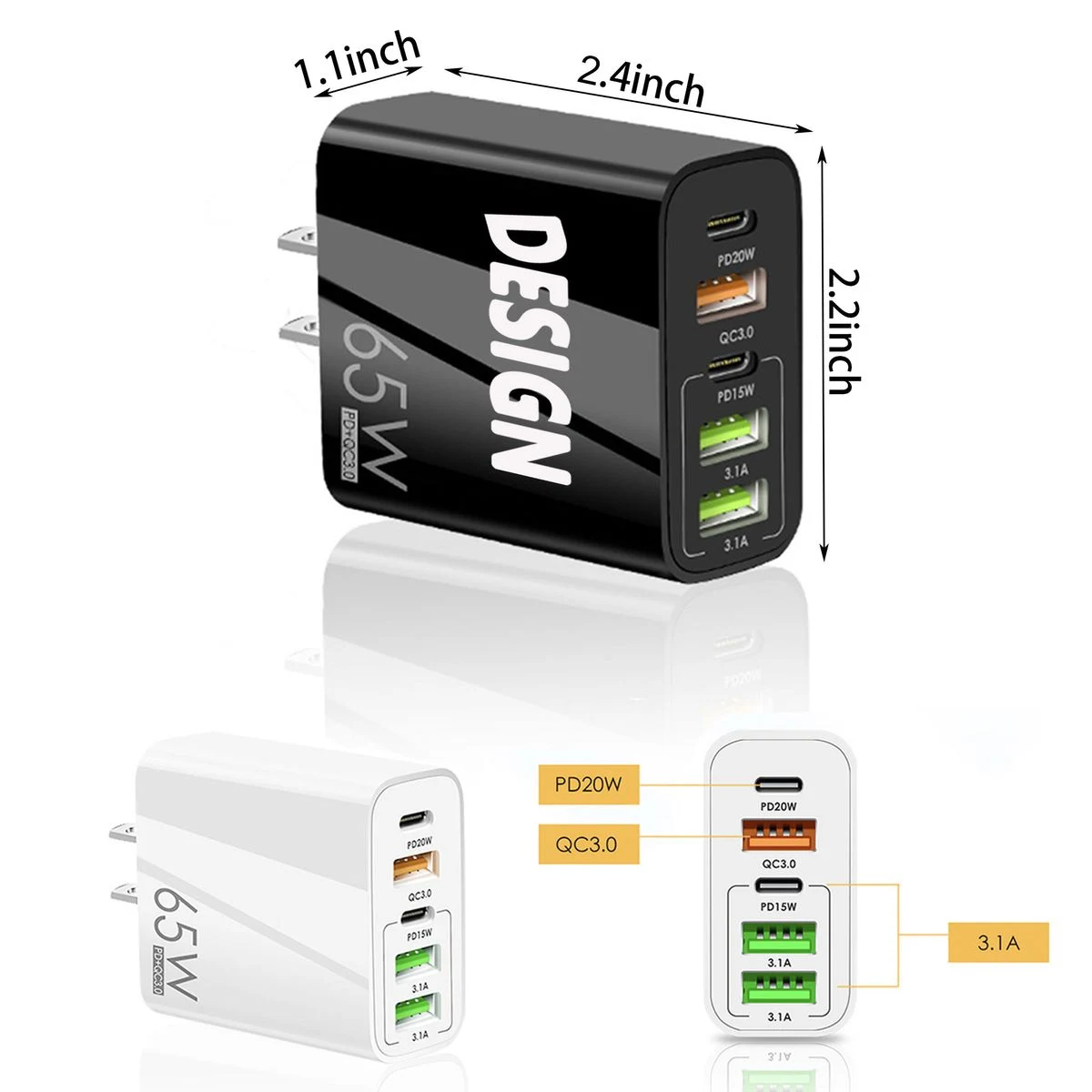 65W 5-Port USB Plug Charger 1