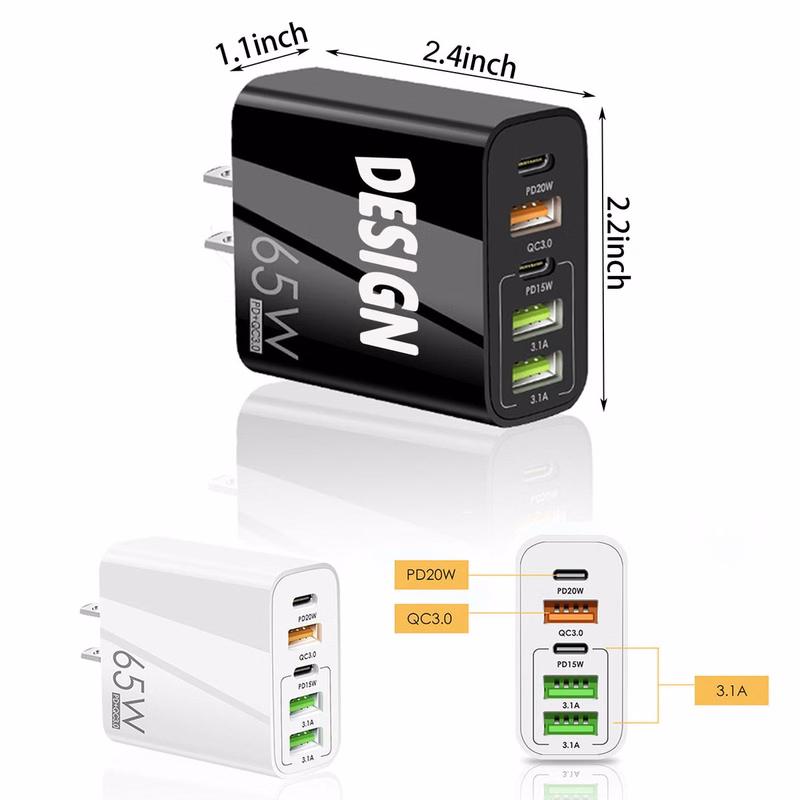 65W 5-Port USB Plug Charger