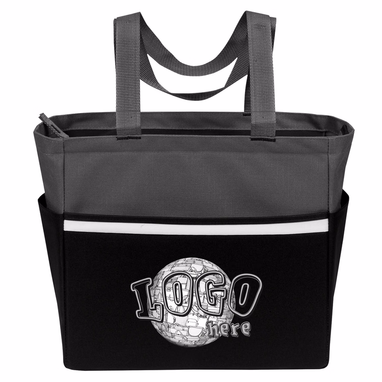Two-Tone Accent Zip Tote