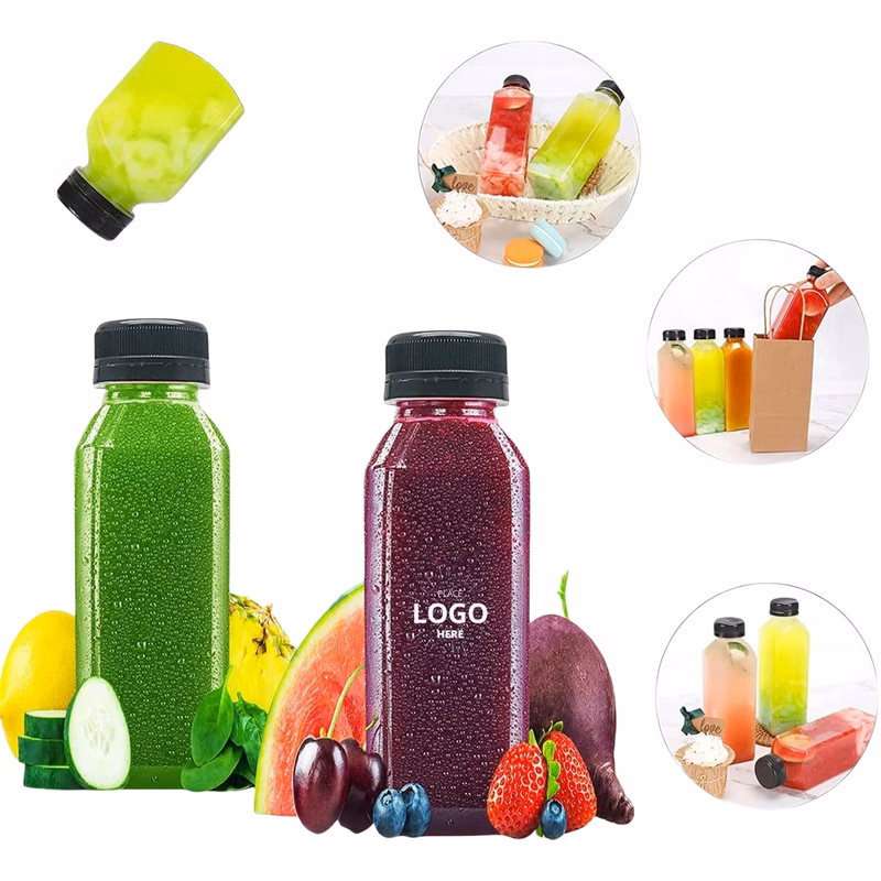12oz Plastic Clear Square Juice Bottle