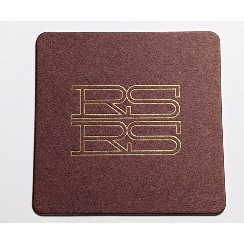 3.5" or 4" square coasters with foil stamp 1 side Heavyweight 80pt
