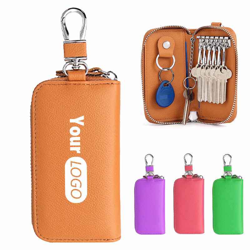 Leather Compact Key Holder With Zipper