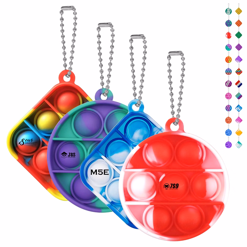 Round Mini Push Bubble Stress Relief Toy Keychain