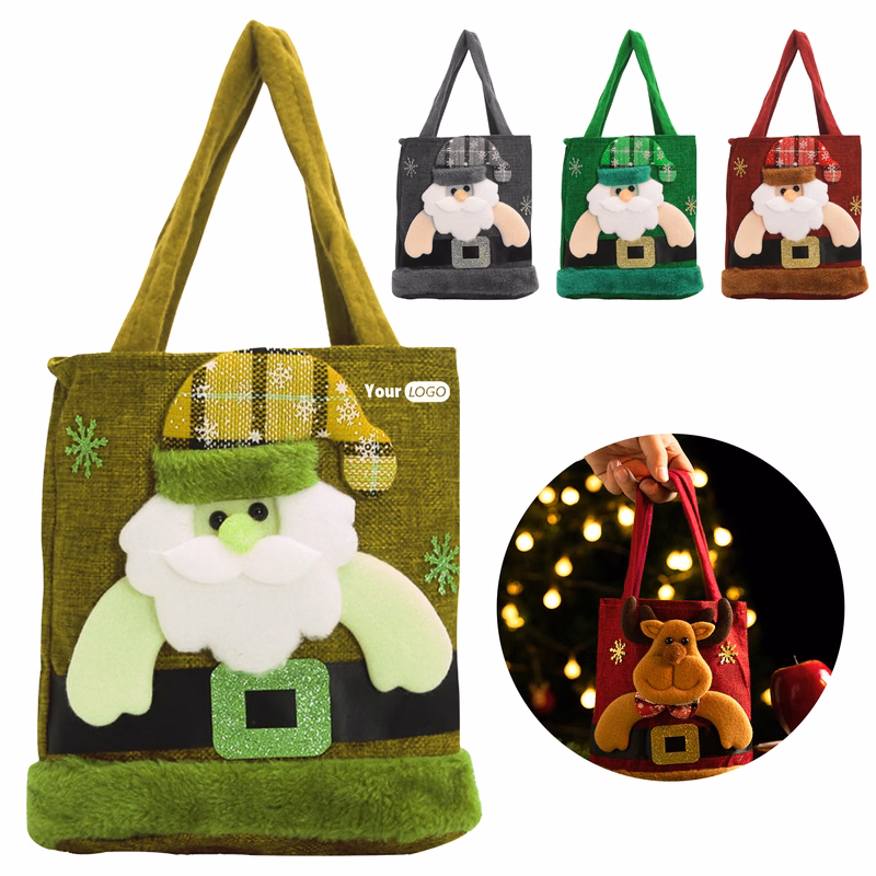 Jute Santa Claus Christmas Gift Bag For Holiday Decorations