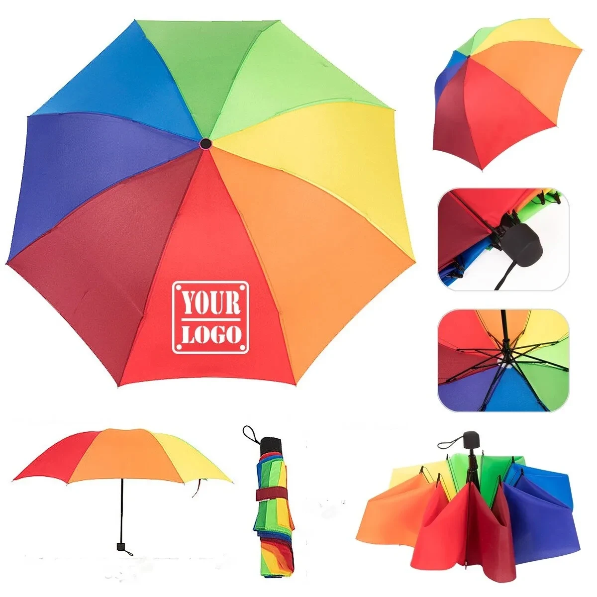 38 Inch 8 Panel Folding Advertising Rainbow Umbrella 1