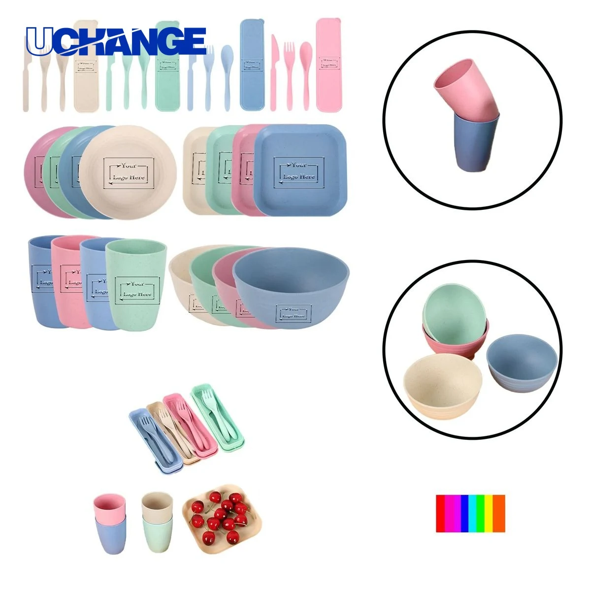 Biodegradable Wheat Straw Dinnerware Set for Home Use 1