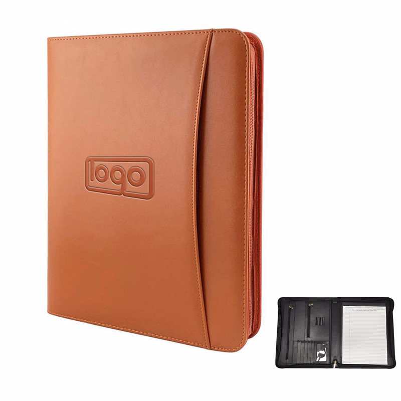 Multifunctional Leather Zipper Business Folder