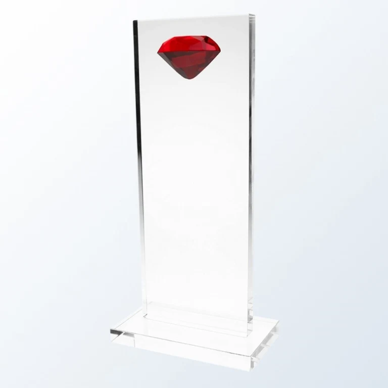 Red Diamond High-Rise Optic Crystal Award - Large 1