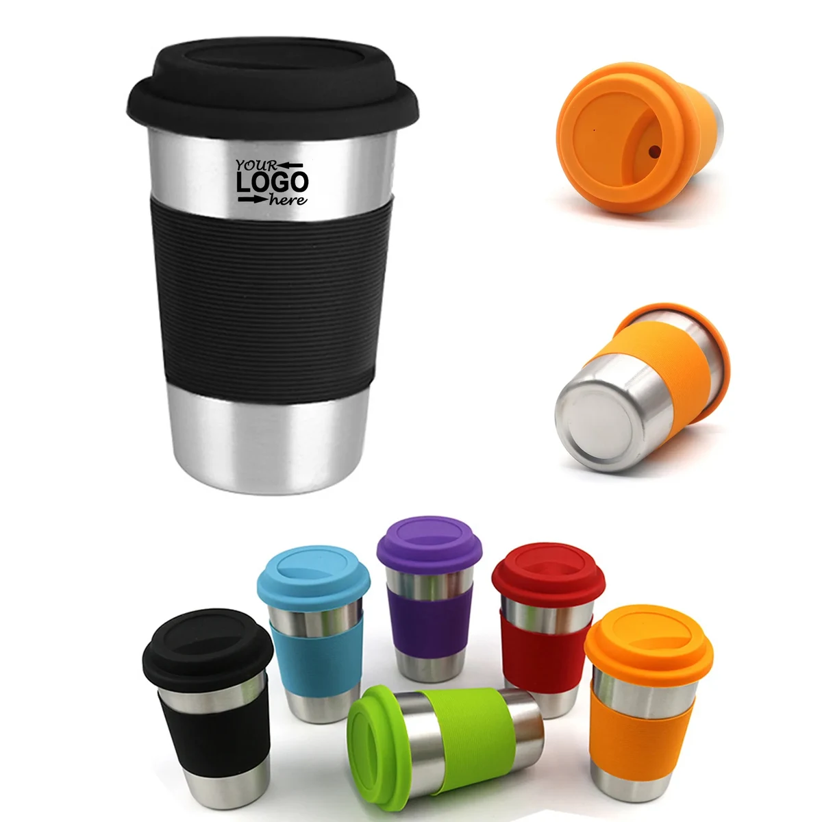 Stainless Steel Cup with Silicone Sleeve 1