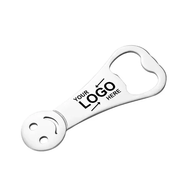 Custom Smiley Face Beer Bottle Opener — Stainless Steel 3.15 inch Bar Tool 1