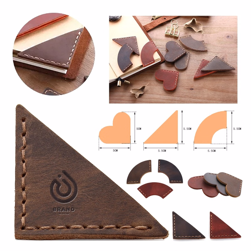Genuine Leather Bookmarker Vintage Mini Triangle Page Corner
