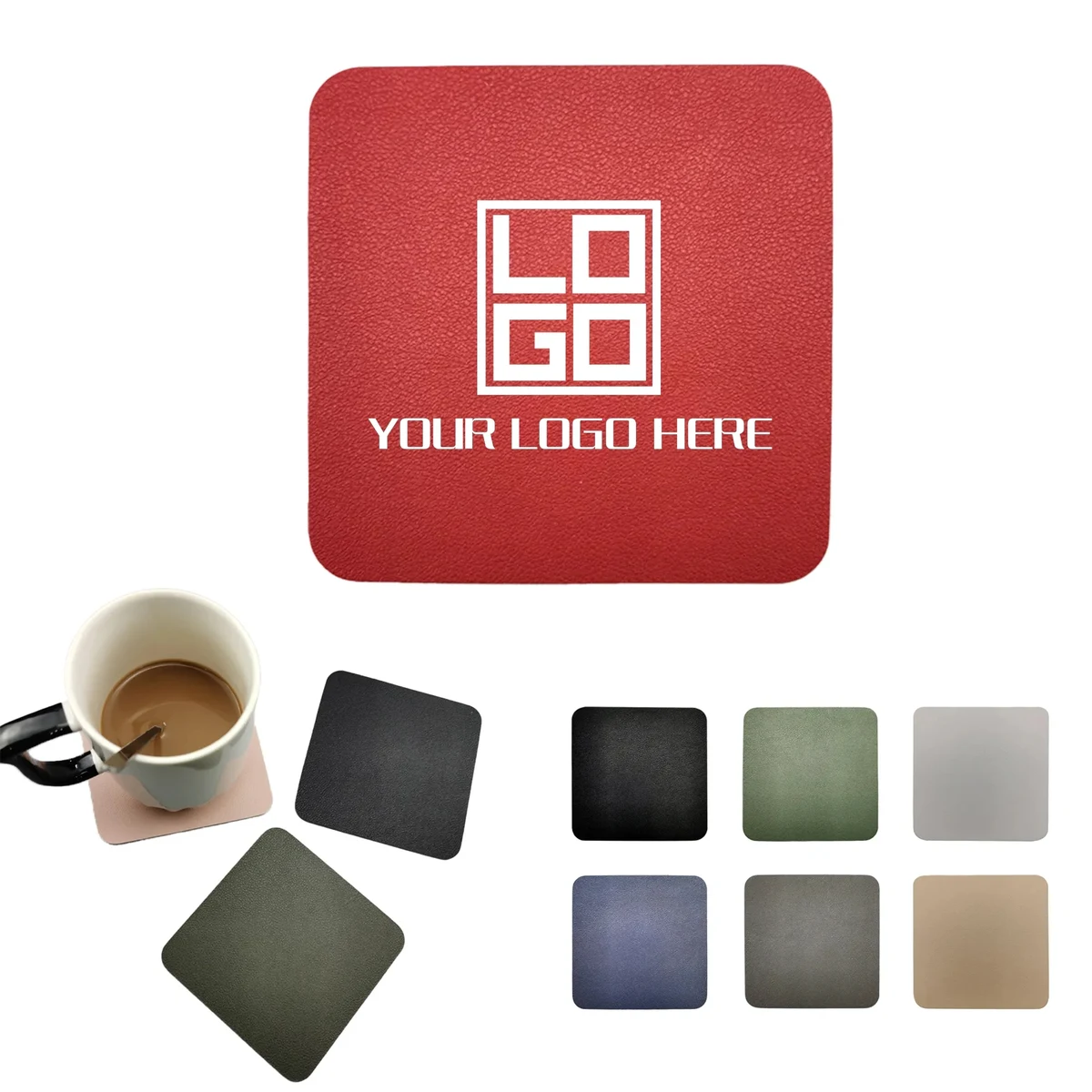 PU Leather Insulated Square Coaster MOQ50pcs 1
