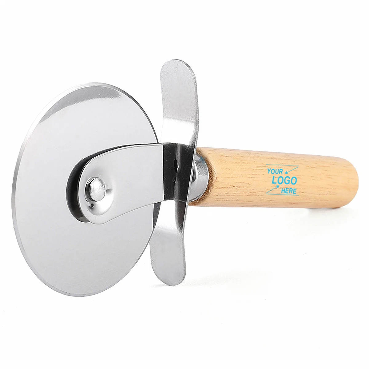 Stainless Steel Pizza Cutter with Long Wooden Handle 1