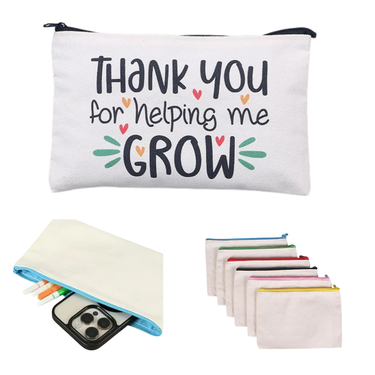 Cotton Canvas Zipper Bag, custom tote bag with logo imprint 1