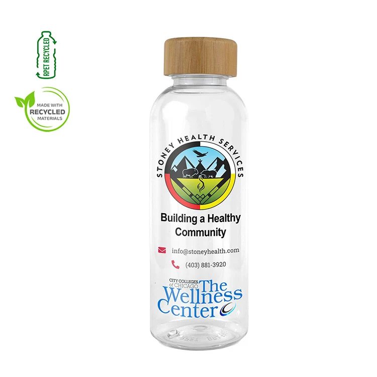 "CLEARLY FLOW" 16 oz Recycled RPET Bottle With Bamboo Cap 1