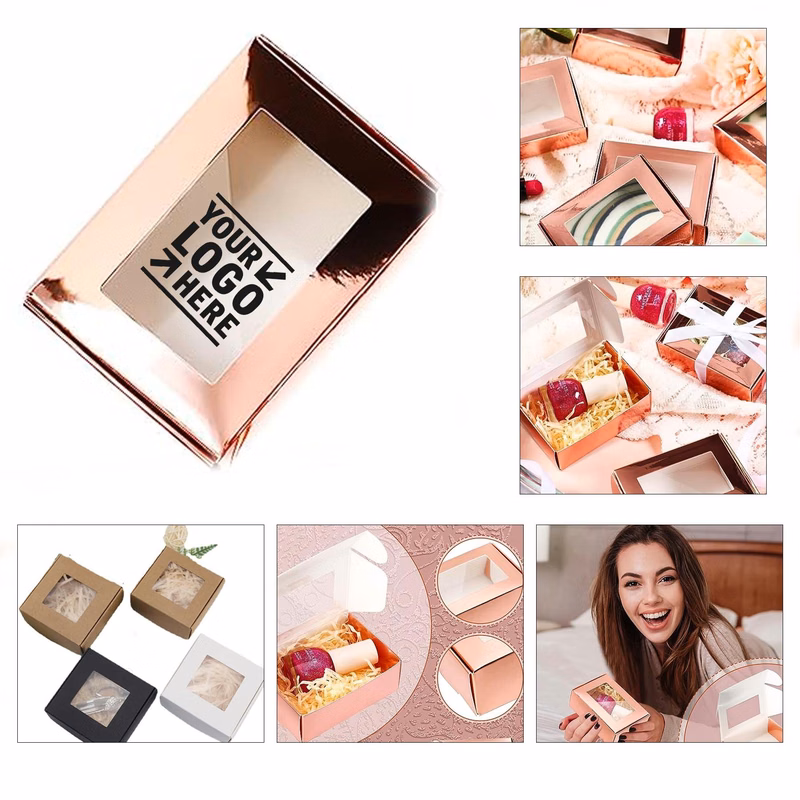 Homemade Mini Kraft Paper Soap Candy Present Packaging Box with Window