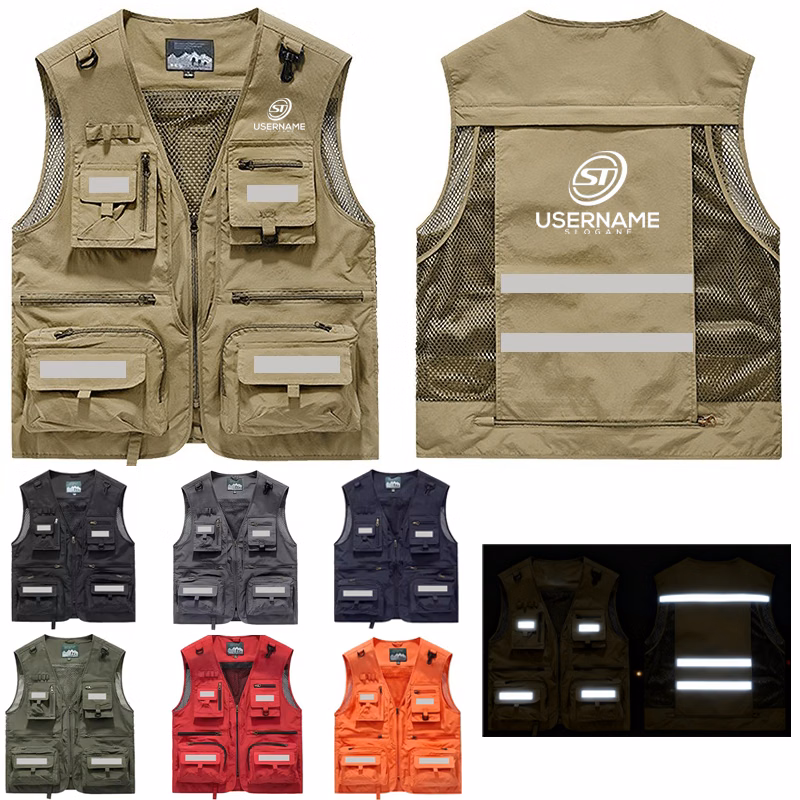 Multiple Security Workwear Hi Vis Reflective Stripes Multi Pockets Workwear Vest