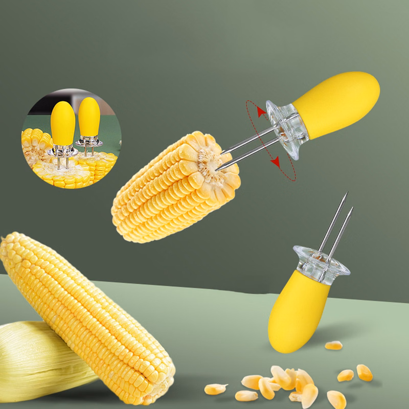 Silicone Corn Holders Forks Stainless Steel