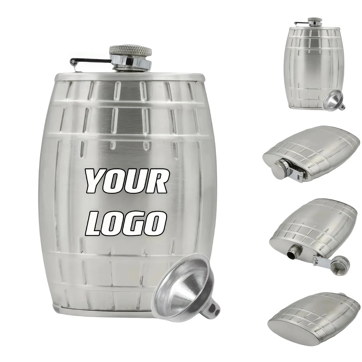 6 oz Barrel Shape Stainless Steel Liquor Flask 1